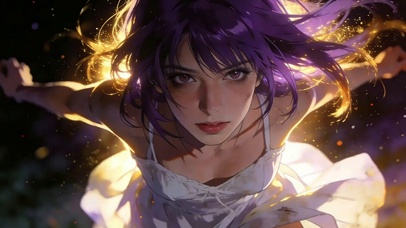 粉发白裙气质美女