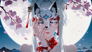 月下狐面少女