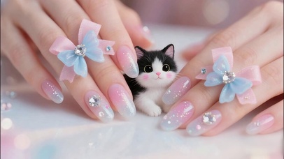 美甲纤指安抚呆萌小喵