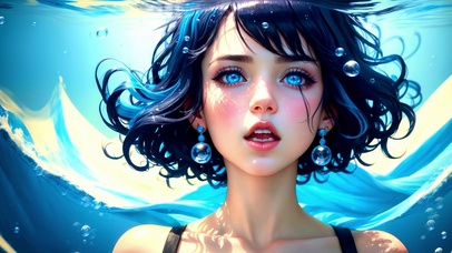 潜水的短发美少女