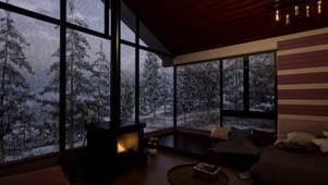 森林小屋雪夜