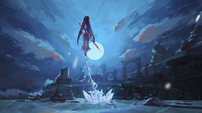 4k唯美冰封少女武侠少女插画