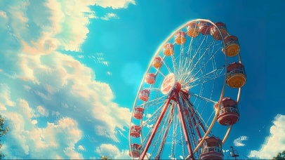 梦幻蓝天白云摩天轮