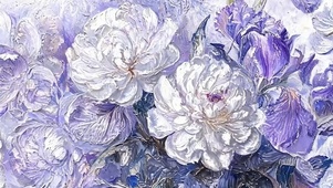 油画花朵带鱼屏