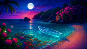唯美夜晚海滩