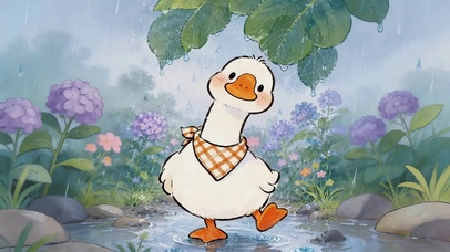雨天可爱小鸭