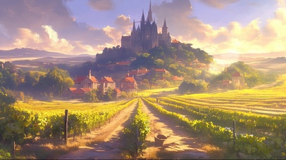 阳光广阔葡萄园古堡