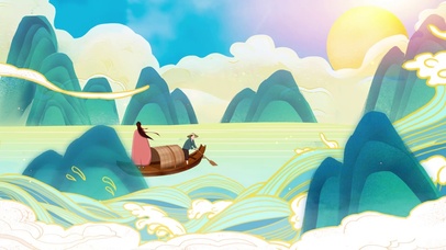 国潮游船端午龙舟国风