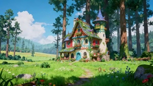 唯美夏日森林小屋