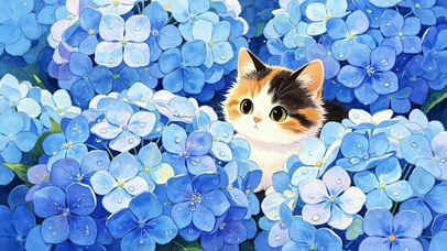 花丛猫咪