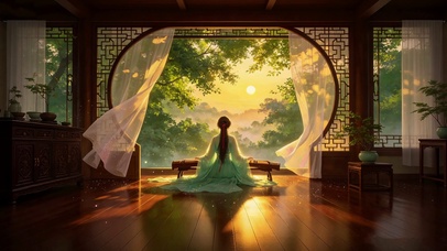 唯美古风美女背影