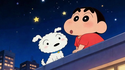 蜡笔小新看星空