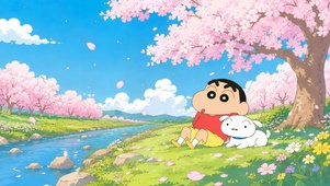 蜡笔小新春日樱花河畔