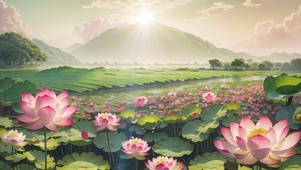 黄昏荷塘