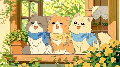 暖阳下的可爱三猫