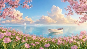 樱花下的海