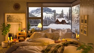 温馨的雪天卧室