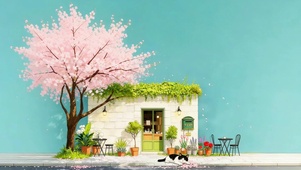 樱花树下小屋