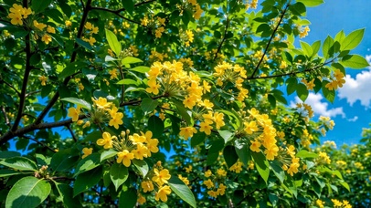 晴空下盛放的桂花树