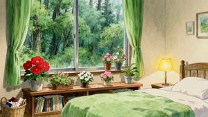 小清新安静雨天卧室