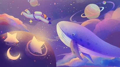 插画太空鲸鱼系列-03/3
