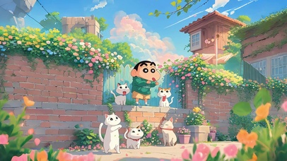 春天踏青的小新