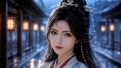 （免费）古风雨夜清冷汉服美人