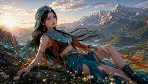 雪山下的异域古风美女