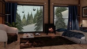 雪天小屋卧室