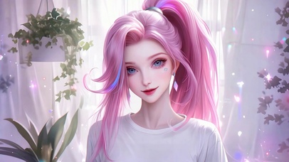 粉发甜美女孩