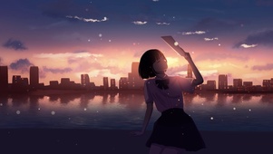 治愈系晚霞少女
