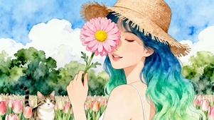 女孩与猫咪