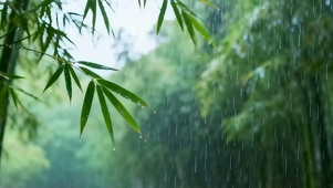 雨滴竹林带鱼屏