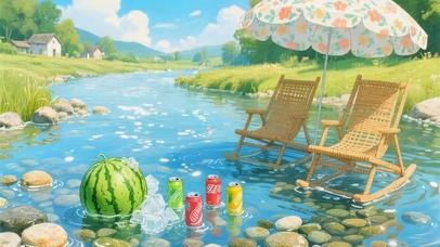 夏日河流乘凉
