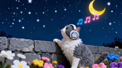 星空下听音乐的猫咪