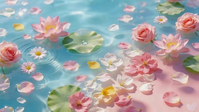 小清新水面花瓣