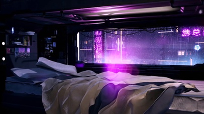 赛博朋克夜晚房间