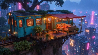 赛博风汽车旅店