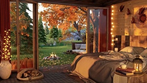 卧室中舒适的秋季门廊