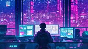 赛博朋克城市风房间