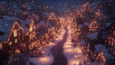 冬日雪花温馨圣诞小镇