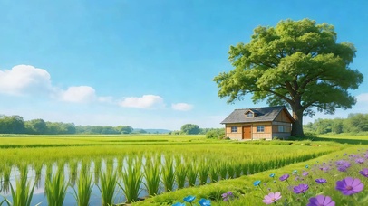 归隐稻田小屋
