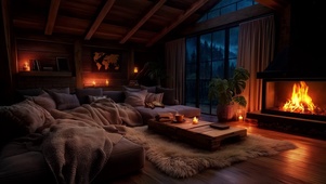 舒适窗外大雨夜