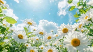 蓝天下鲜花