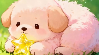 萌宠狗拿着星星带鱼屏
