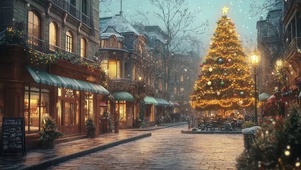 冬日温馨城市圣诞商店