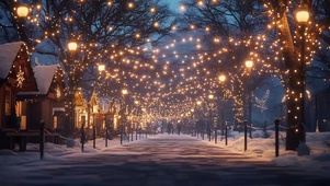 温馨静谧圣诞雪花街道