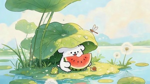 荷叶下狗狗