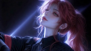 紫调追光里的红发少女