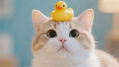 头顶小黄鸭的可爱猫咪